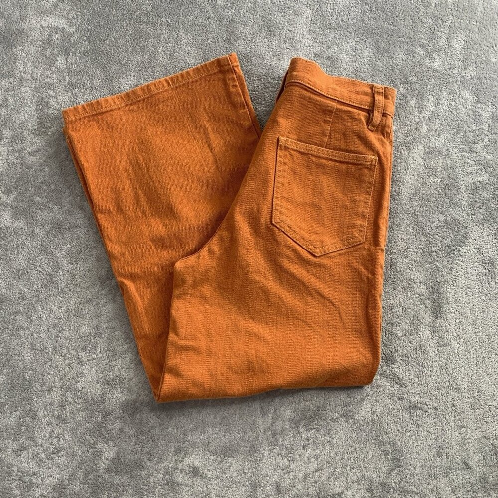 Whimsy Row Flora Crop Pants Womens 27x23” Rust High Rise Wide Leg Jeans Boho